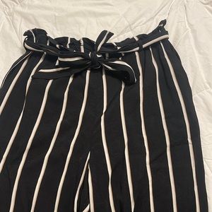 Black and white striped pants